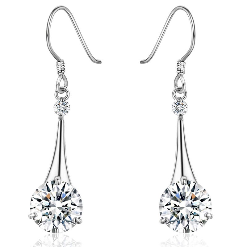 SBLING Platinum-Plated Cubic Zirconia Tear Drop Earrings - Image 1
